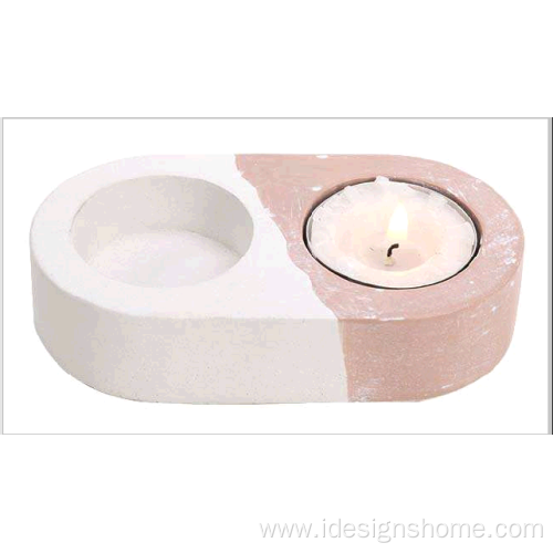 Solid Concrete Tea Light Holders in White Pink